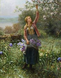 Knight Daniel Ridgway Picking Blossoms Ca. 1901 canvas print