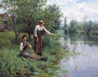 Knight Daniel Ridgway Two Women Fishing canvas print