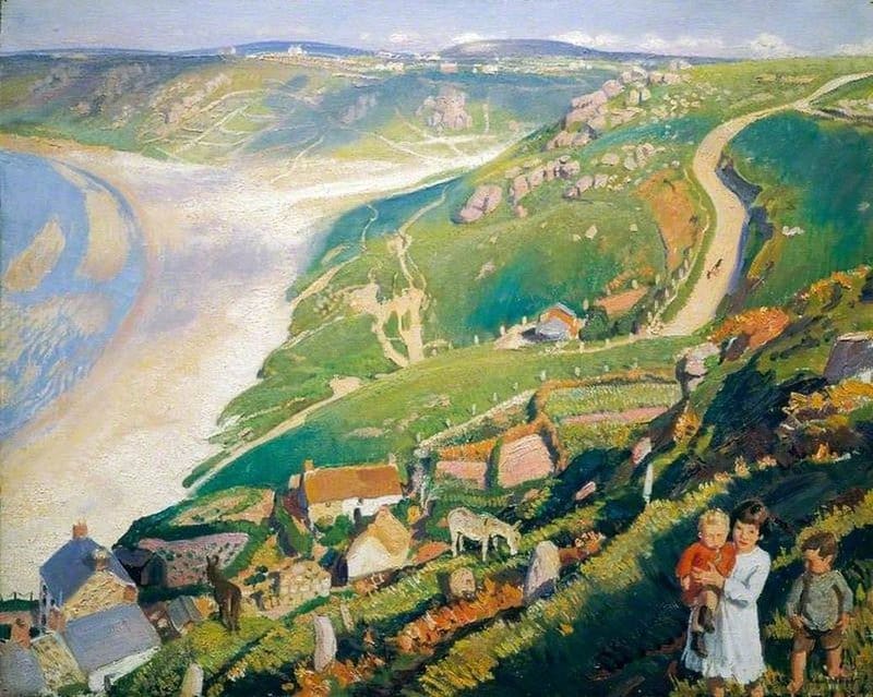 Knight Harold Autumn Sunlight Sennen Cove Cornwall 1922 canvas print