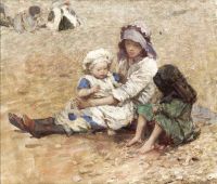 Knight Harold Children On The Beach Ca. 1907