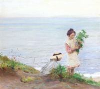 Knight Harold Girls Picking Flowers By The Sea