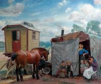 Knight Harold Gypsies Caravan And Pony canvas print