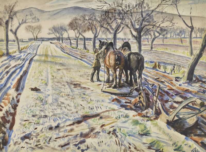 Knight Harold Plough In The Cherry Orchard Malvern Hills canvas print