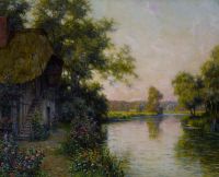 Knight Louis Aston Cottage By A River Launay canvas print