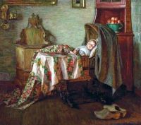 Knopf Hermann A Sleeping Baby In A Cradle