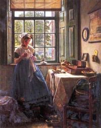 Knopf Hermann A Young Girl Doing Needle Work canvas print