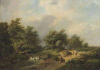 Koekkoek The Elder Hermanus عائلة على طريق مع حمار 1855