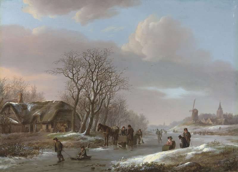 Koekkoek The Elder Hermanus A Frozen Waterway In Winter 1824 canvas print