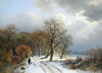 Koekkoek The Elder Hermanus A Morning Stroll On A Path In The Forest In Winter 1836 canvas print