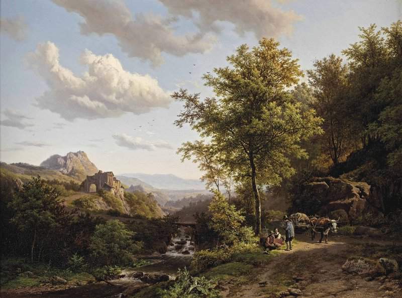 Koekkoek The Elder Hermanus A Summer Landscape With Figures Resting Near A Stream 1843 canvas print