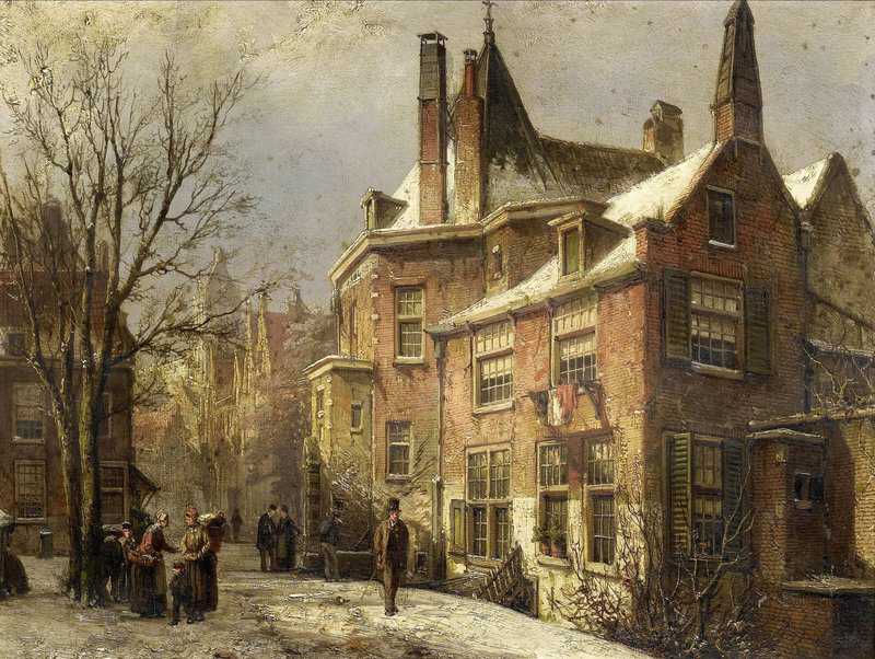 Koekkoek The Elder Hermanus A View Of A Dutch Town In Winter canvas print
