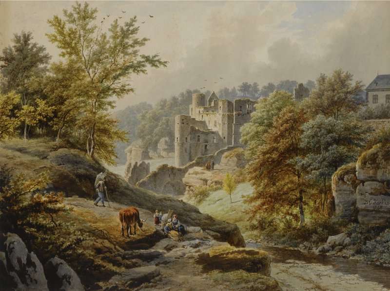 Koekkoek The Elder Hermanus A View On Beaufort Castle Luxembourg 1845 canvas print