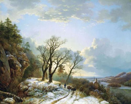 Koekkoek The Elder Hermanus A Winter Landscape With A Traveller On A Path 1834 canvas print