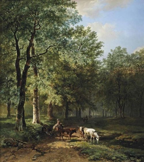 Koekkoek The Elder Hermanus A Wooded Landscape With Travellers Resting On A Sunlit Path 1830 canvas print