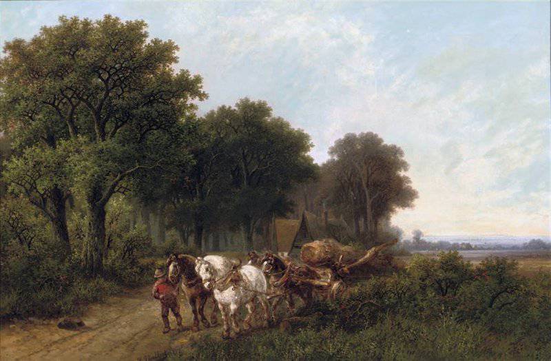 Koekkoek The Elder Hermanus A Woodgatherer With His Malle Jan canvas print
