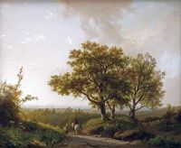 Koekkoek The Elder Hermanus منظر طبيعي ممتد مع مسافرين على طريق مضاء بنور الشمس منظر لنيجميجن بعد عام 1839