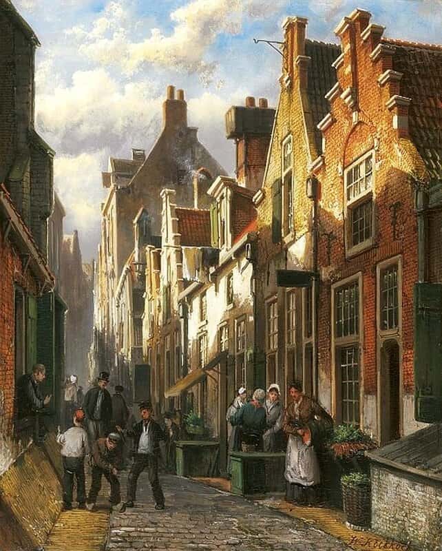 Koekkoek The Elder Hermanus Crowded Dutch Street In The Late Afternoon Sun canvas print