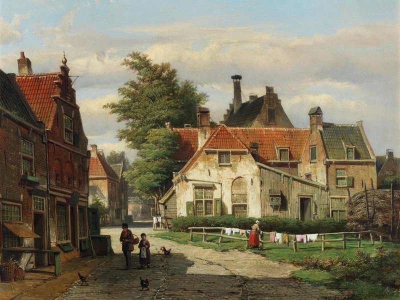 Koekkoek The Elder Hermanus Dutch Street Scene In Summer canvas print