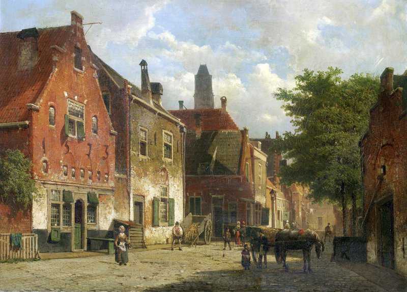 Koekkoek The Elder Hermanus Dutch Street Scene With Figure canvas print