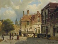 Koekkoek The Elder Hermanus Figures In A Dutch Town Square 1860 canvas print