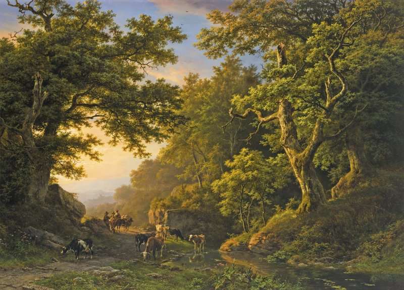 Koekkoek The Elder Hermanus Figures In A Wooded Landscape 1850 canvas print