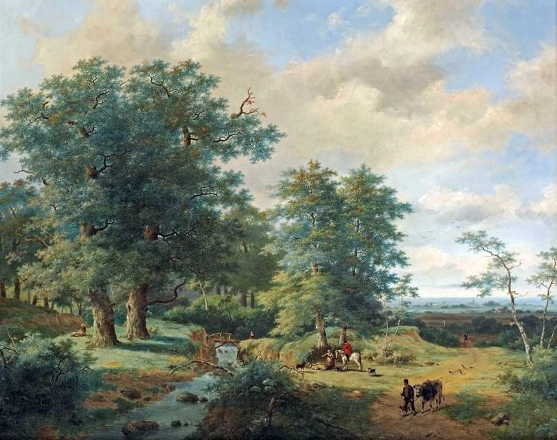 Koekkoek The Elder Hermanus Figures In Woodland Near A Stream 1865 canvas print