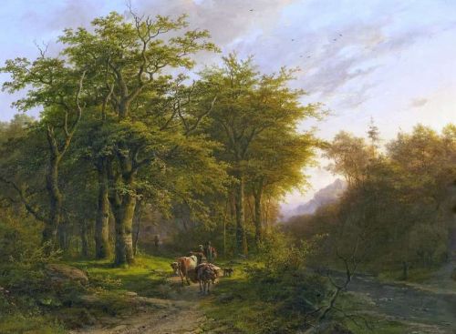 Koekkoek The Elder Hermanus Forest Landscape With Livestock Train 1853 canvas print