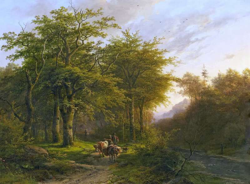 Koekkoek The Elder Hermanus Forest Landscape With Livestock Train 1853 canvas print