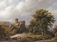 Koekkoek The Elder Hermanus Landschaft mit einer Burgruine nach 1857
