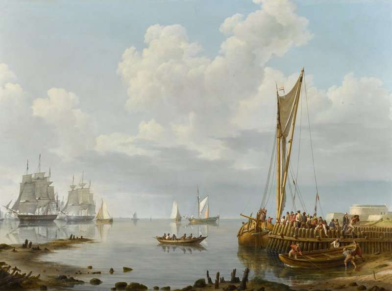 Koekkoek The Elder Hermanus Shipping In A Calm Estuary 1836 canvas print