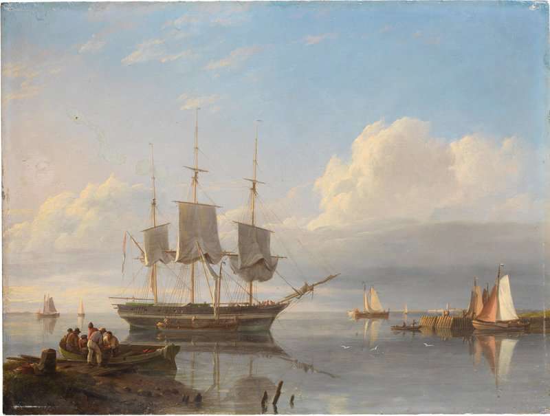 Koekkoek The Elder Hermanus Shipping In The Mouth Of An Estuary 1843 canvas print