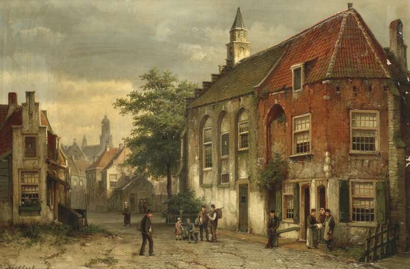 Koekkoek The Elder Hermanus Street Scene In A Dutch Town canvas print