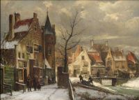 Koekkoek The Elder Hermanus Winter in einer holländischen Stadt