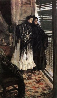 كوروفين كونستانتين أليكسييفيتش في الشرفة. المرأة الإسبانية ليونورا وأمبارا 1888