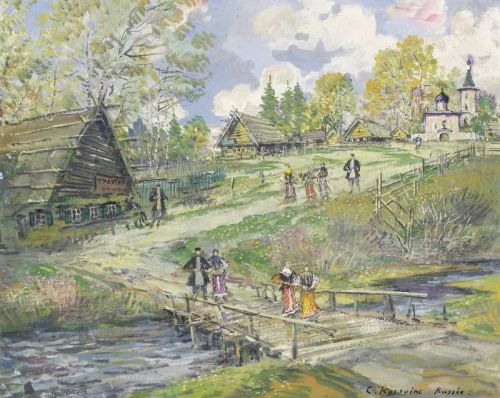 Korovin Konstantin Alekseyevich Village Scene 1905 canvas print
