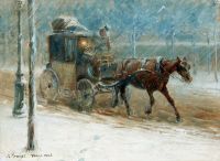 Kreuger Nils Boulevard Scene With Horse And Coach In Winter 1886