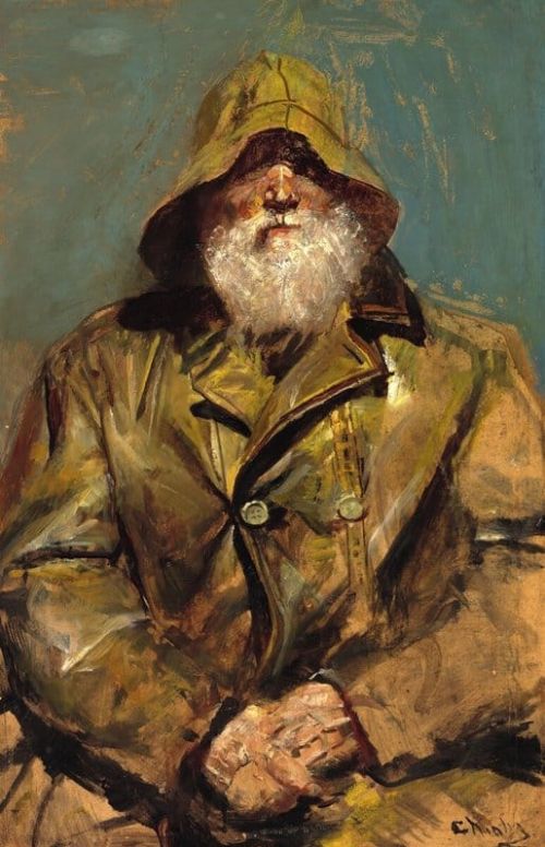Krohg A Fisherman With A White Beard And A Sou Wester canvas print