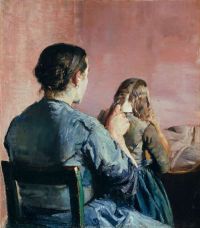 Krohg Braiding Her Hair 1888 canvas print
