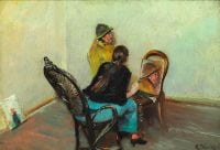 Krohg The Painter S Wife Oda Krohg Is Painting A Fisherman From Skagen 1888 canvas print
