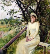Krohg Young Woman On A Bench Ca. 1890
