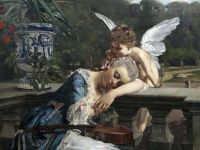 Kronberg Julius Aka Cupid Whispering In Sleeping Woman S Ear