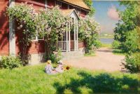Krouthen Johan Children In A Sunny Garden canvas print