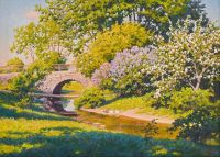 Krouthen Johan Flowering Fruit Trees And Lilacs By The River
