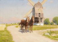 Krouthen Johan Landscape With Windmill And Hors canvas print