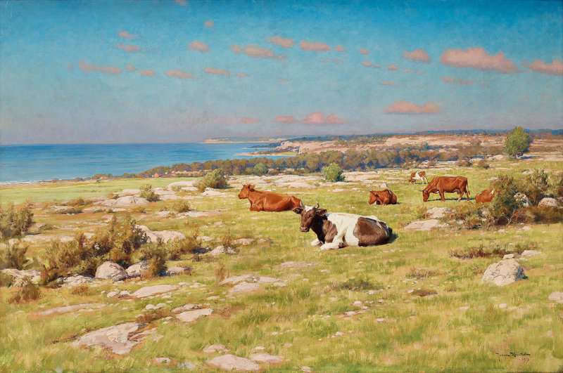 Krouthen Johan Summer Landscape With Cows canvas print