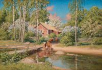 Krouthen Johan Summer Landscape With Cows 1 canvas print
