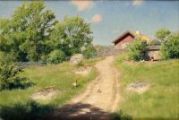 Krouthen Johan Summer Landscape With Picking Chickens