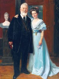 Kroyer Peder Severin Double Portrait Of Dr. Phil. Brewer Carl Jacobsen And His Youngest Daughter Paula