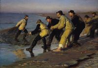 Kroyer Peder Severin Fishermen Hauling A Net At The North Beach. Late Afternoon canvas print