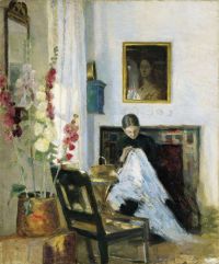 Kroyer Peder Severin Interior With Sewing Girl canvas print